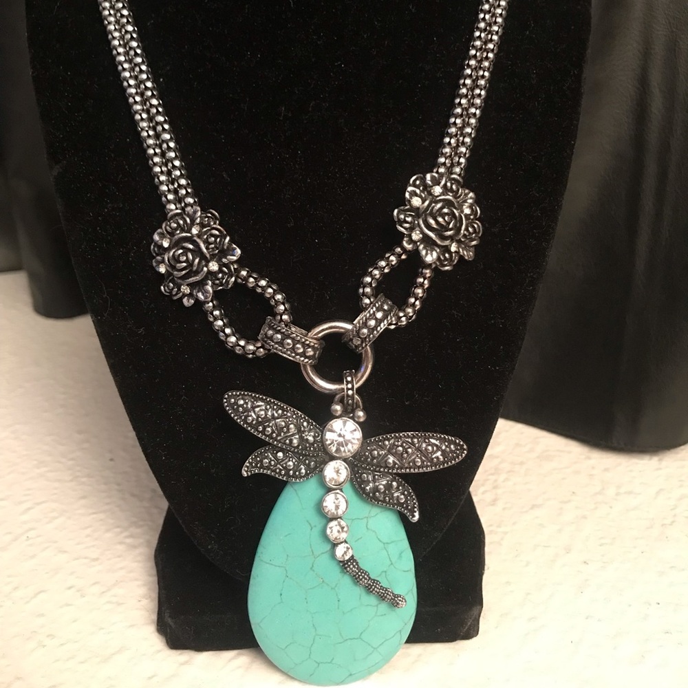 Turquoise Dragonfly Statement Necklace